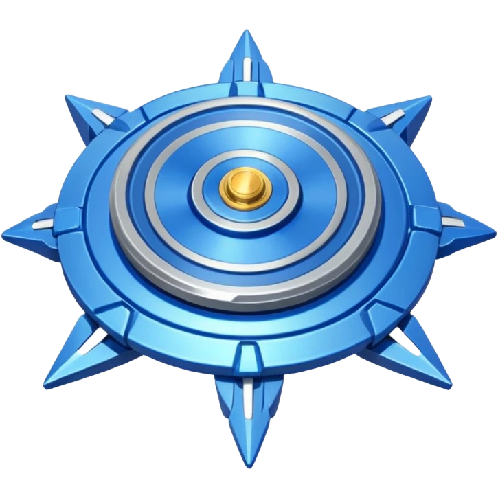 A blue Beyblade with 3 pointed blades like Victory Valtryek emoji