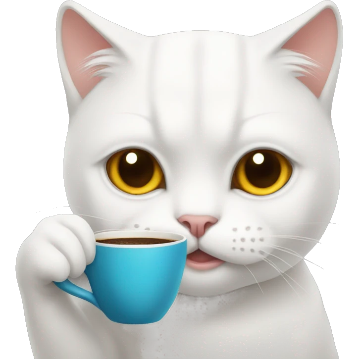 White British cat drinking coffee  emoji