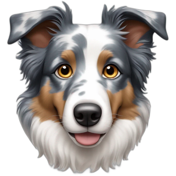 blue merle tricolor border collie with lots of grey and brown on the face emoji