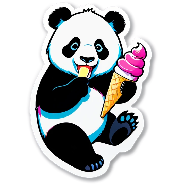 Panda eating ice cream emoji