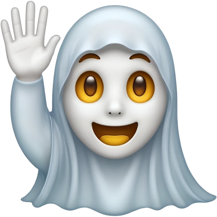 ghost emoji, friendly, waving, soft edges emoji