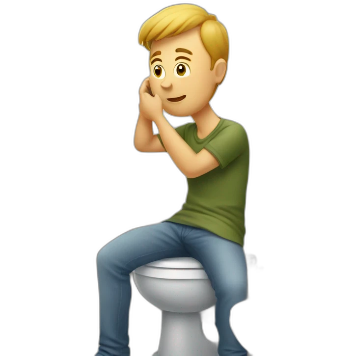 man in washroom using phone emoji
