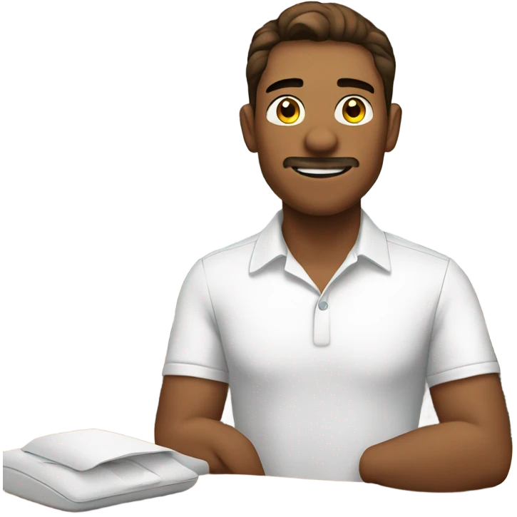 male in white shirt indoors emoji