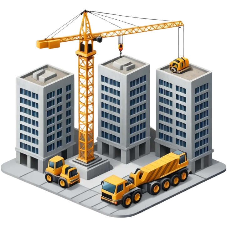 Construction site with crane and building emoji