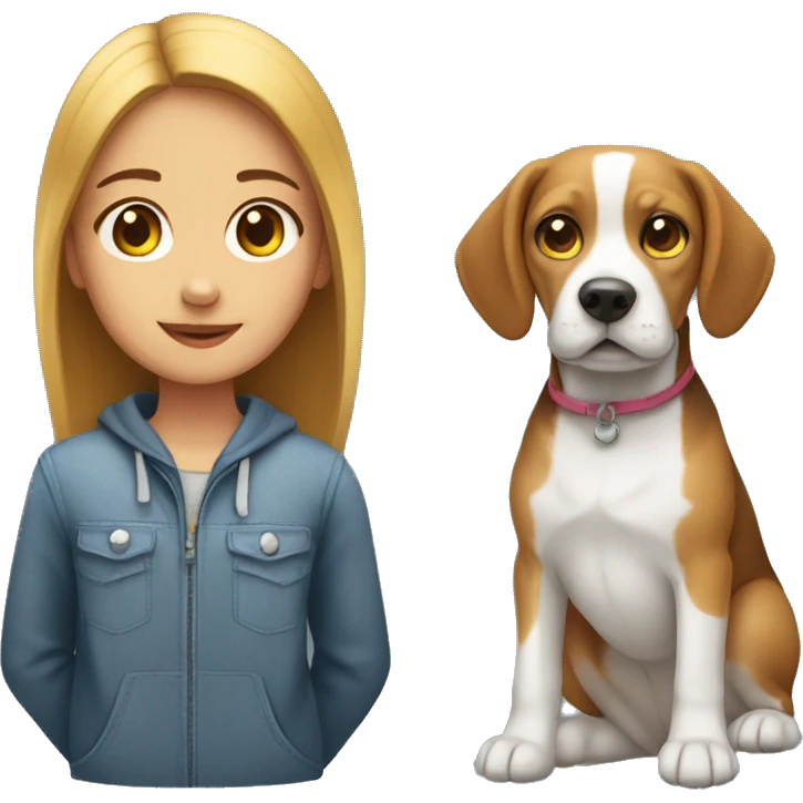 A girl whit a beagle  emoji