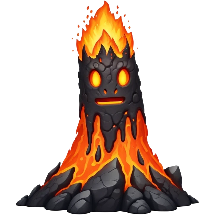 a mystical fast lava creature without arms with molten lava on its head and some rocky shoulders emoji