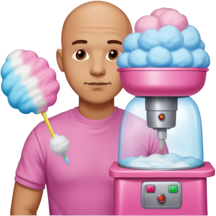 Bald man with cotton candy machine emoji