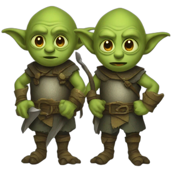 Three goblins coding emoji