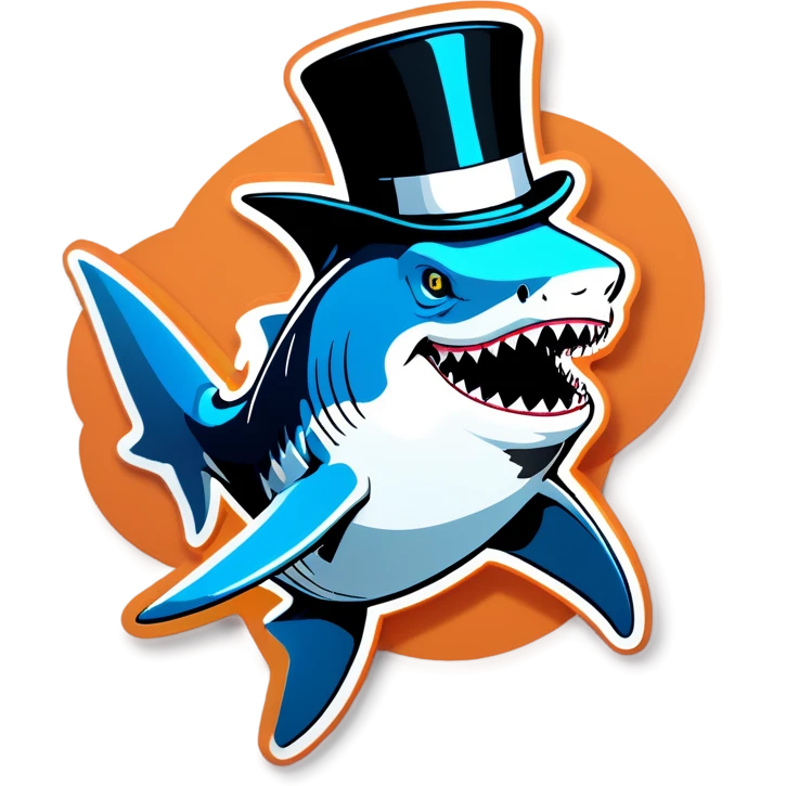Shark with a top hat emoji