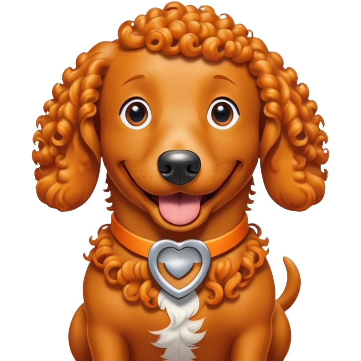 A curly haired orange dog super imposed on top of the wiener dog from the show Oswald   emoji