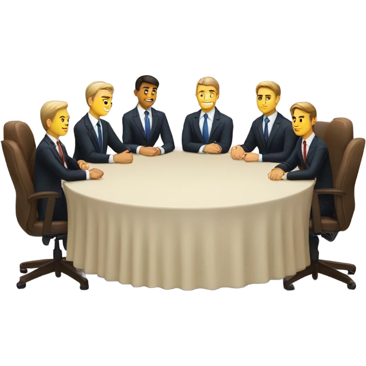 6 Caucasian men in suits sitting at a round table emoji