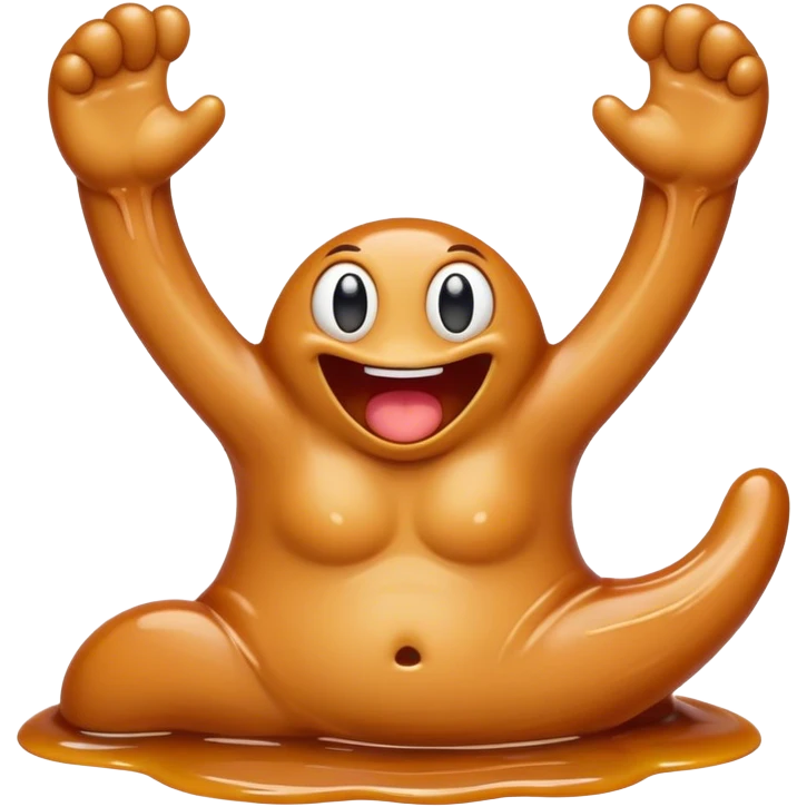 a gooey caramel creature stretching its arms emoji