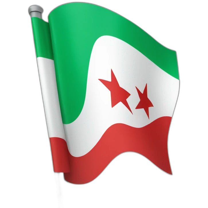 Freedom Green Syria Flag Green on top, White in middle, Black on bottom, three red stars in the middle of the flag on the white section emoji