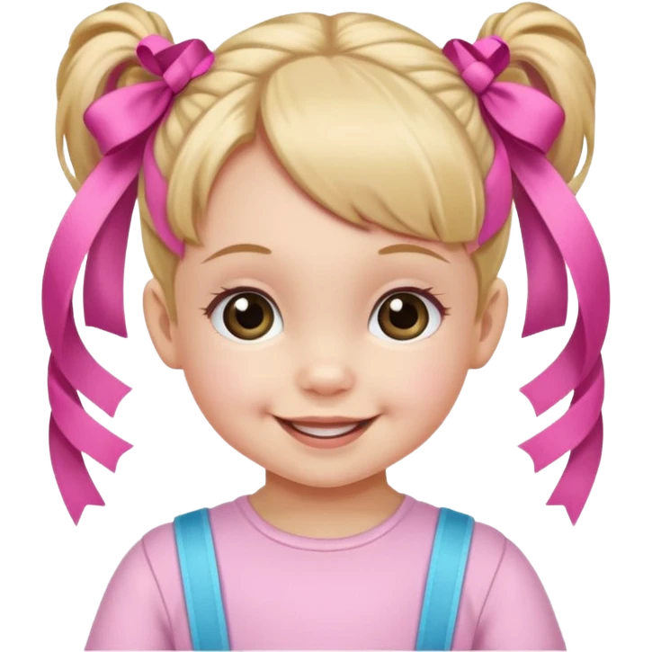 a baby girl with two ponytails and pink ribbons emoji