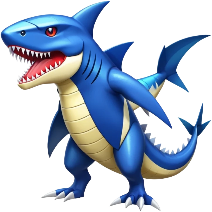 Shiny Exotic Colorful epic Sharpedo-Garchomp-Koraidon-Fakémon-hybrid-creature (full body)  emoji