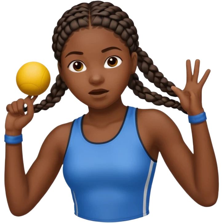 A black teenage girl with long cornrow braids throwing shot put  emoji