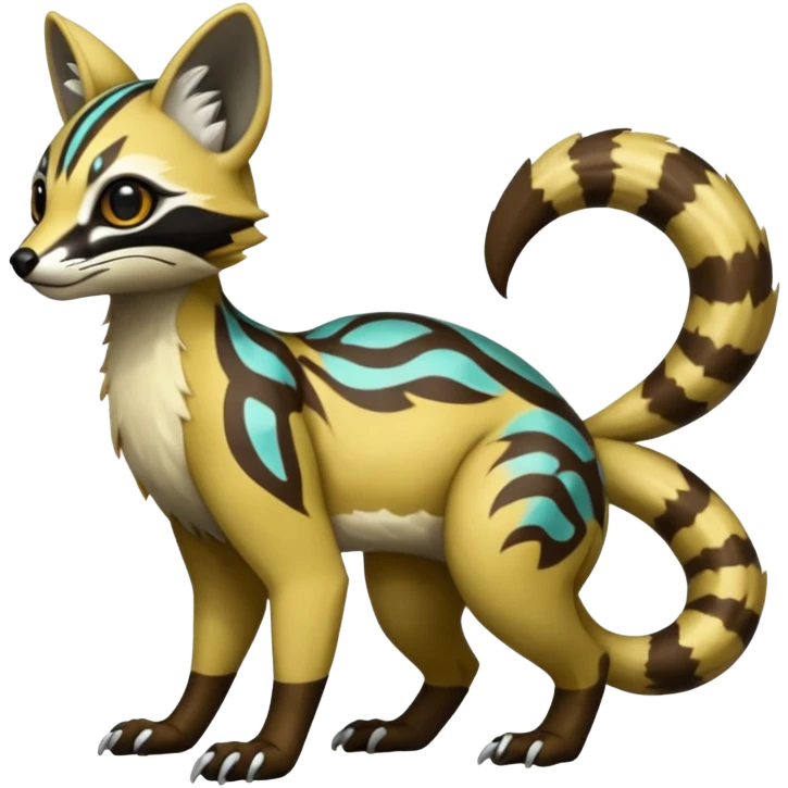 Rare realistic shiny warm-colored lush exotic cute edgy epic pretty futuristic beautiful handsome gorgeous aesthetic modern colorful vibrant cyber-Vernid-Protogen-Primagen-Wickerbeast-Genet-Trico-species-Fakemon-hybrid-creature by LiLaiRa, beautiful intricate markings, full body emoji