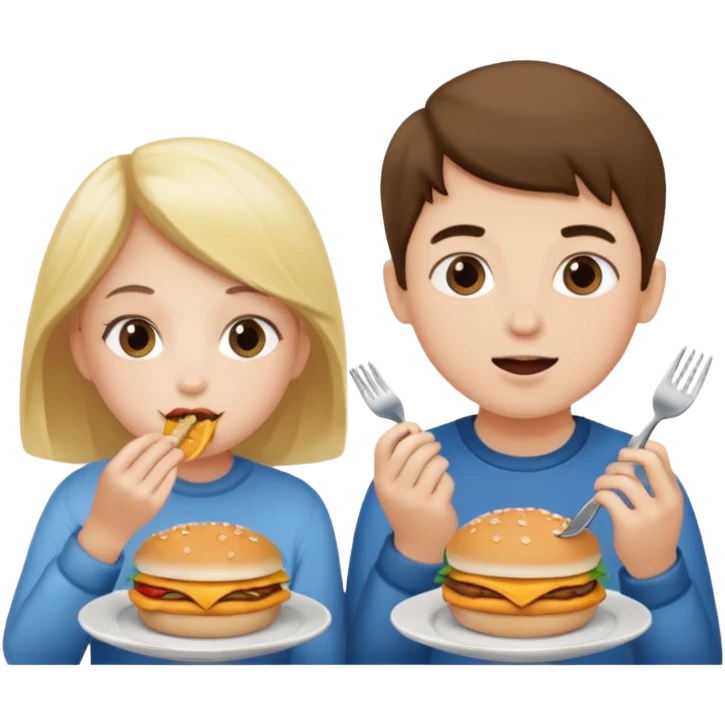 Девушка с парнем едят еду  emoji