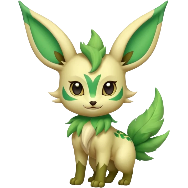 Kawaii cute cool feral Sprigatito-Leafeon (full body) emoji