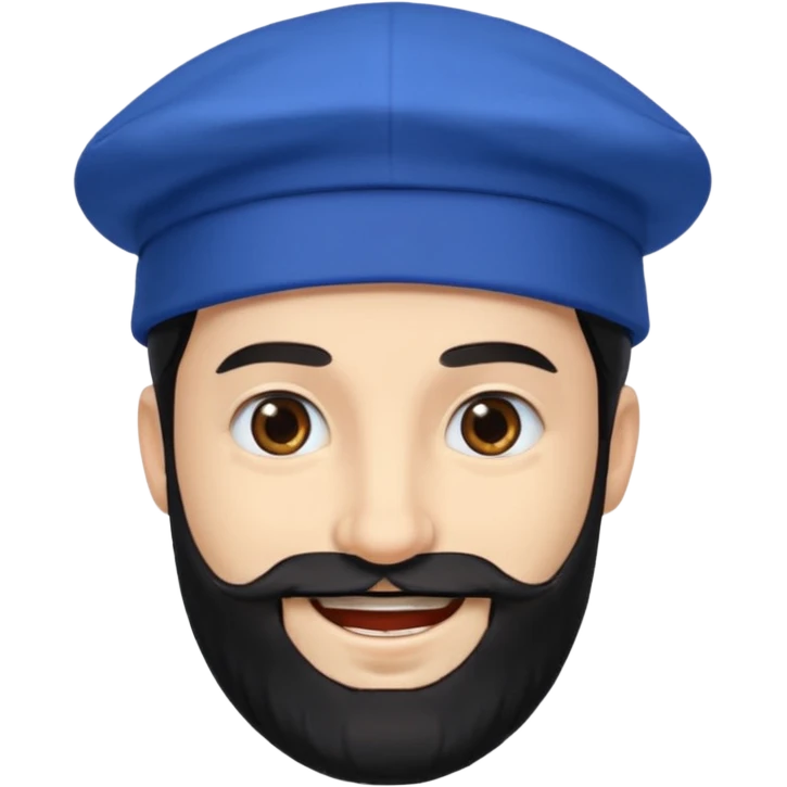 mago merlin con barba negra y gorra azul emoji