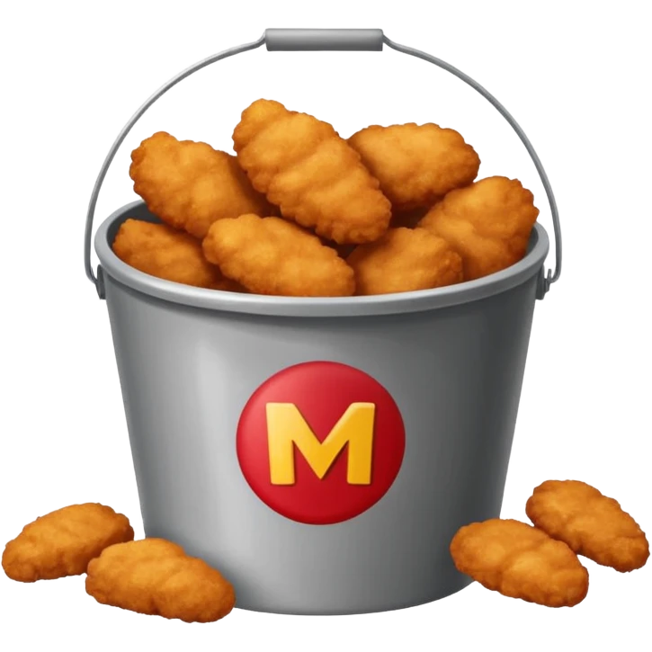 ai aik bucket banao full of nuggets and os par aik red colour ka old ma bana ha emoji