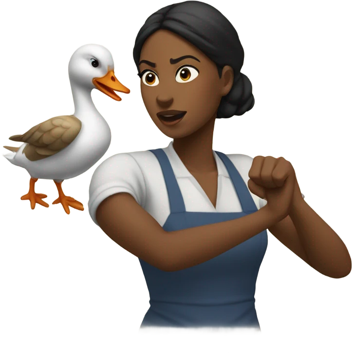 Black woman punching a goose emoji
