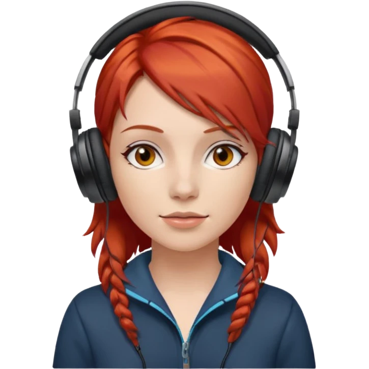 woman red head with headphone emoji