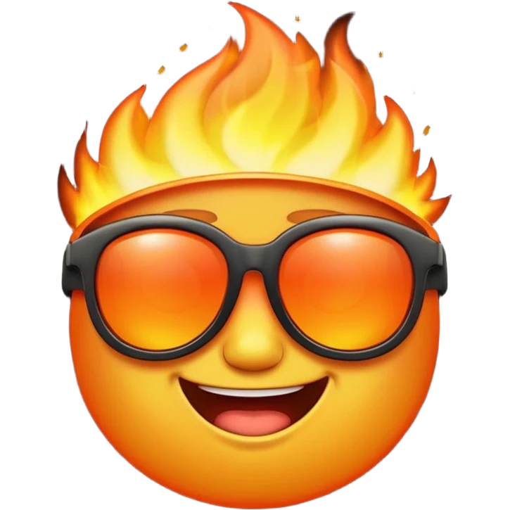 Make a fire emoji with sunglasses emoji