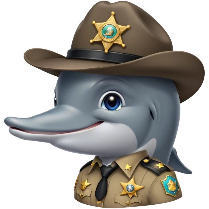 dolphin, in sheriff attire, with badge emoji