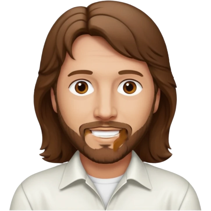 Barry Gibb brown eyes, brown hair, white outfit emoji