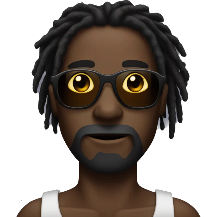 À man with a black skin and dreads locks WITH SHADES emoji