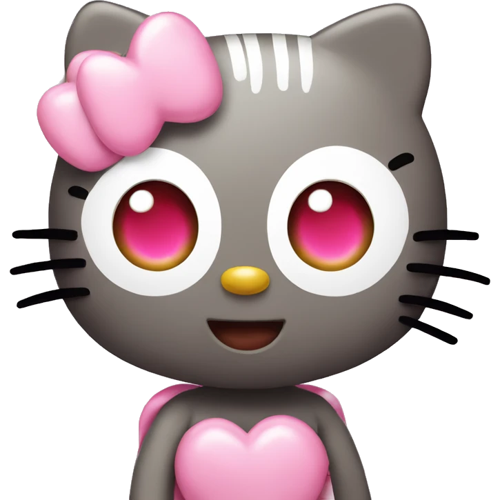 Hello kitty with pink heart eyes  emoji