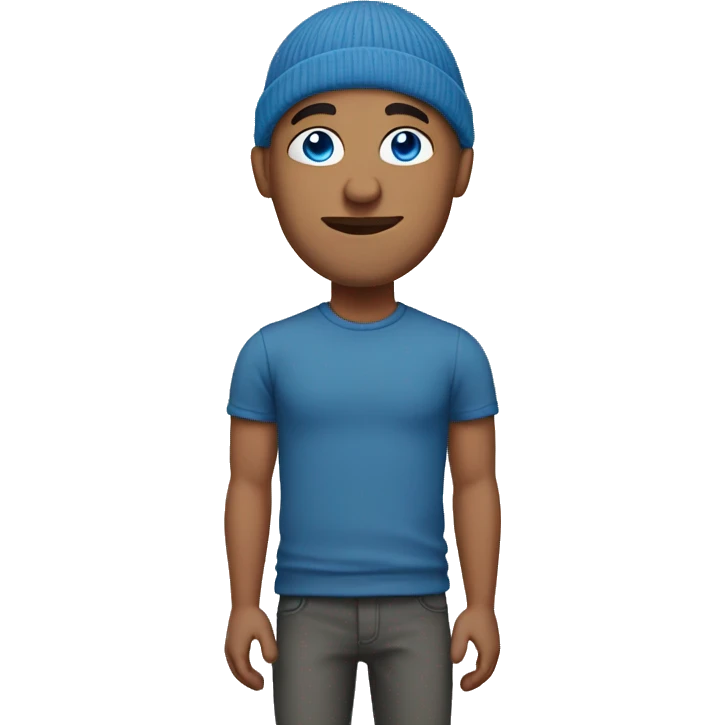 bald guy with blue eyes with beanie hat emoji