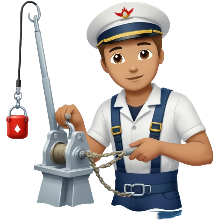 Russian sailor operating a winch to pull up sediment core samples from the sea bottom emoji