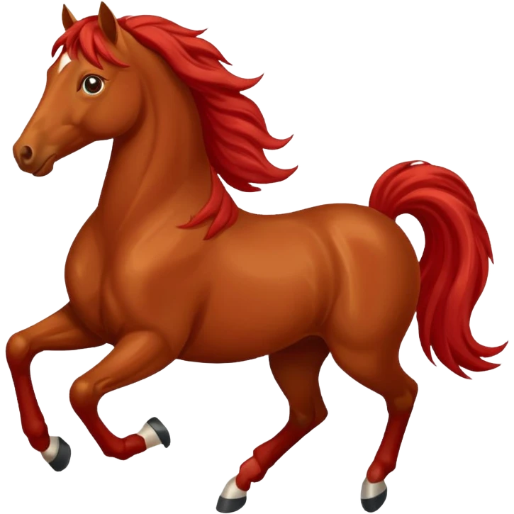 Liver red horse with a long flowing mane galloping emoji