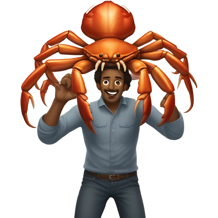 Man fighting with a crab  emoji