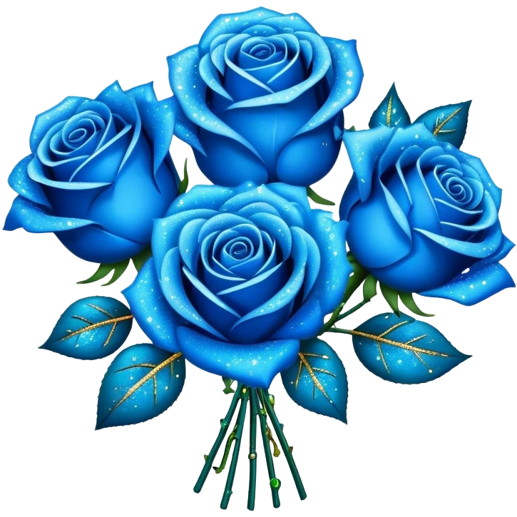 Blue roses bouquet with glitter  emoji