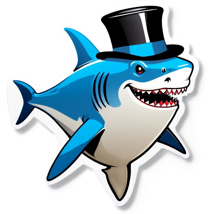 Shark with a top hat emoji