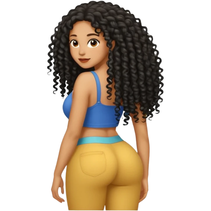 Uma mulher negra da pele clara com cabelo cacheados bem longo até a bunda  emoji