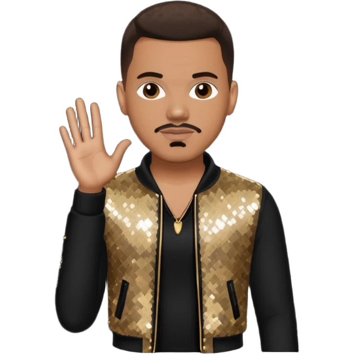 Christopher Williams, R&B Singer with dark brown hair, black sequin outfit emoji