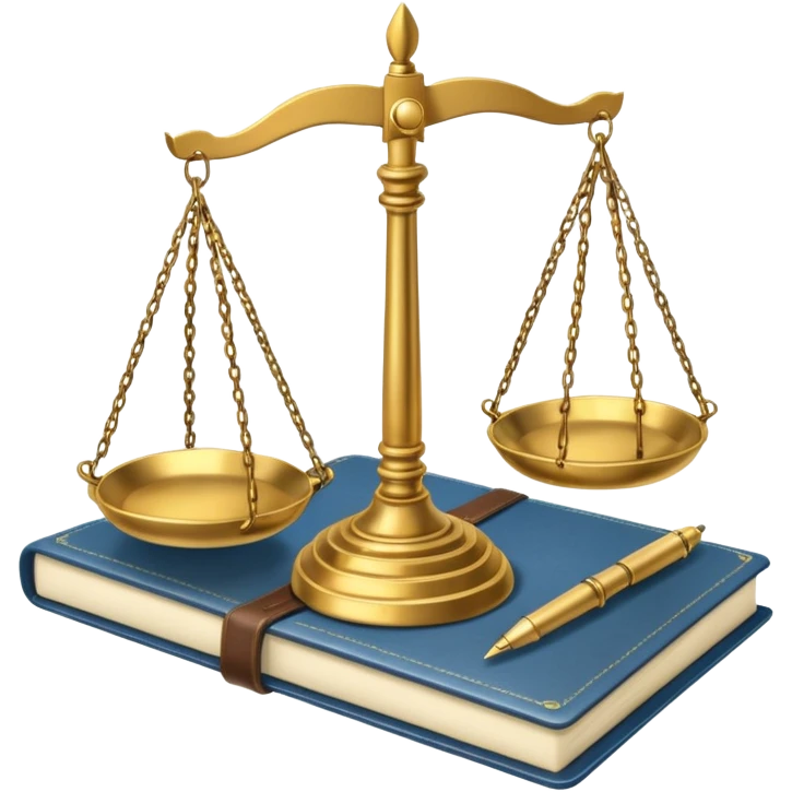 scales of justice with a notebook emoji