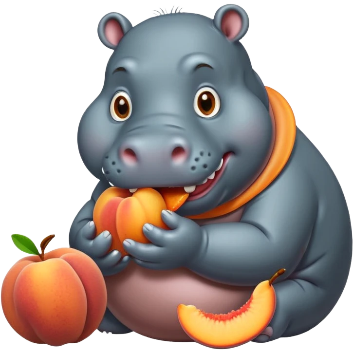 Hungry hippo eating peaches  emoji