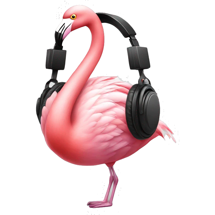 Pink flamingo wearing DJ headphones  emoji