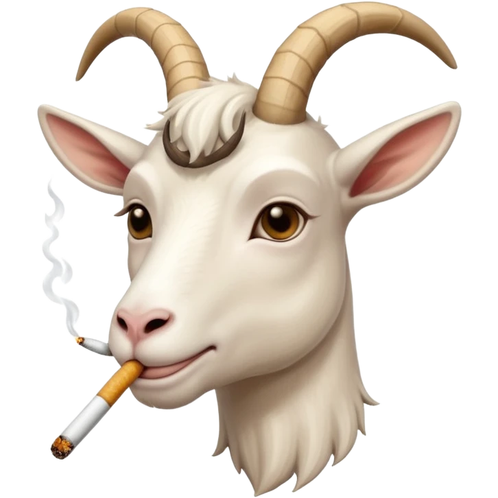 White goat with a cigarette  emoji
