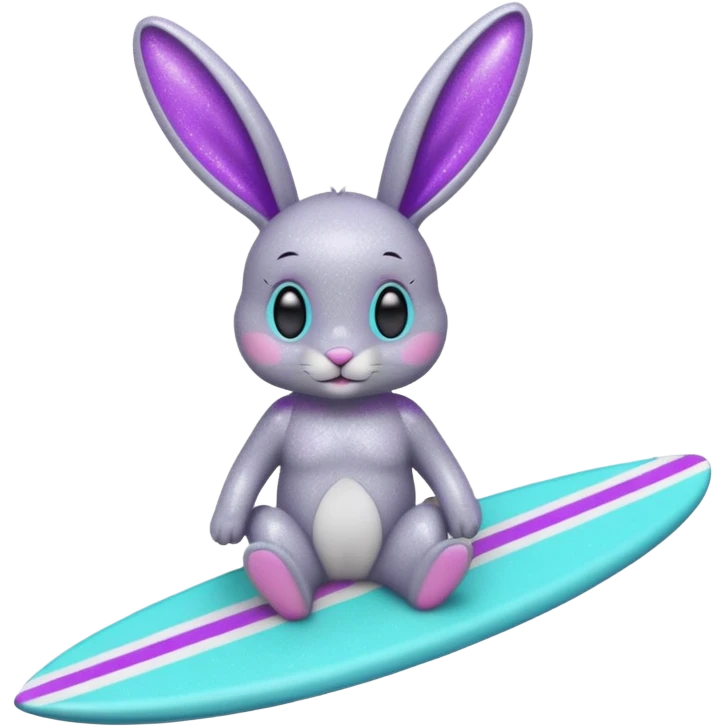 glitter gray bunny purple cian surf emoji