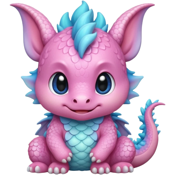 A cute kawaii blushing chibi baby pastel dragon emoji