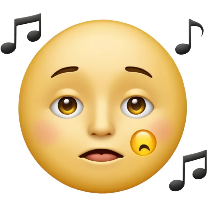 yellow circle face emoji whistling with music notes coming out its mouth and side-eyeing emoji