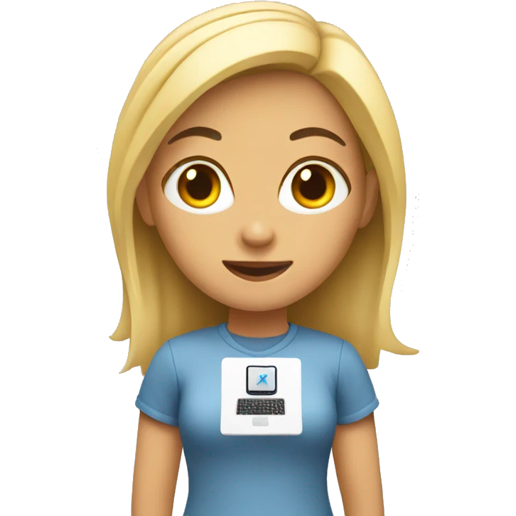 girl with apple pc coding emoji