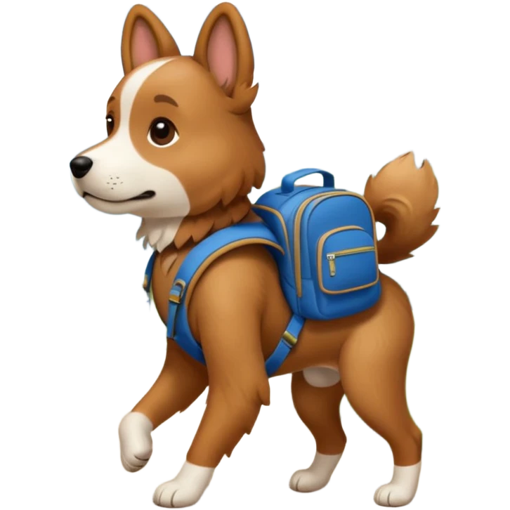a dog walking with a backpack
 emoji