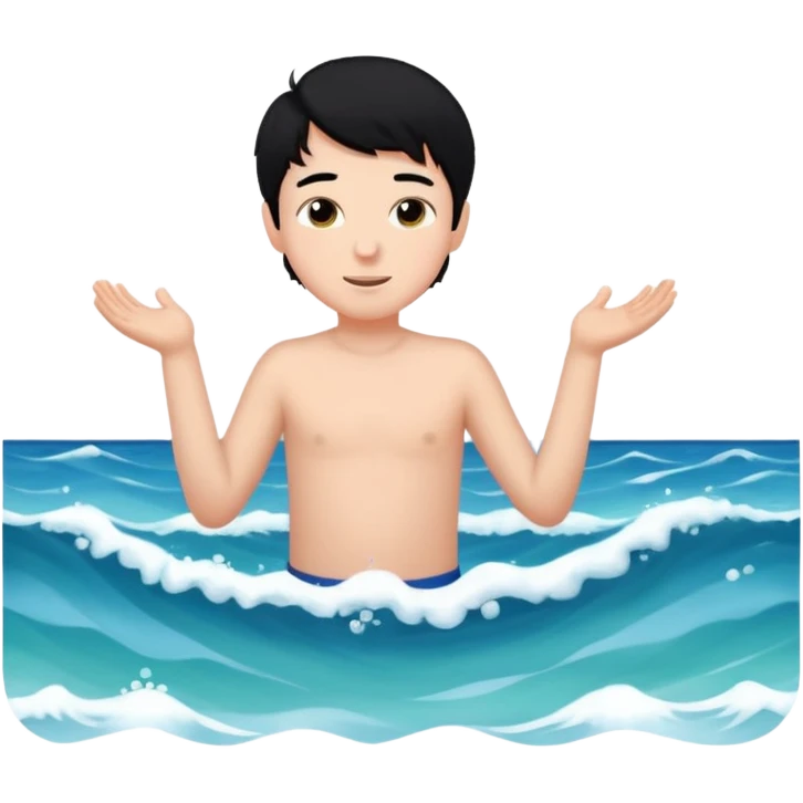 바다좋아하고, 공기 좋아하고, 게임 좋아하고, 귀여워, 남자아이, 완벽주의자이고, 검정머리야 emoji